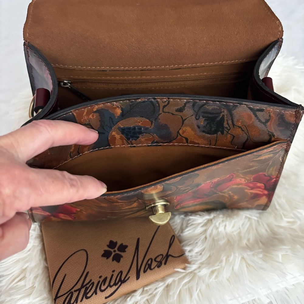 PATRICIA NASH Leather Chauny Floral Sienna Sunset Satchel Crossbody--NWT - Picture 8 of 13
